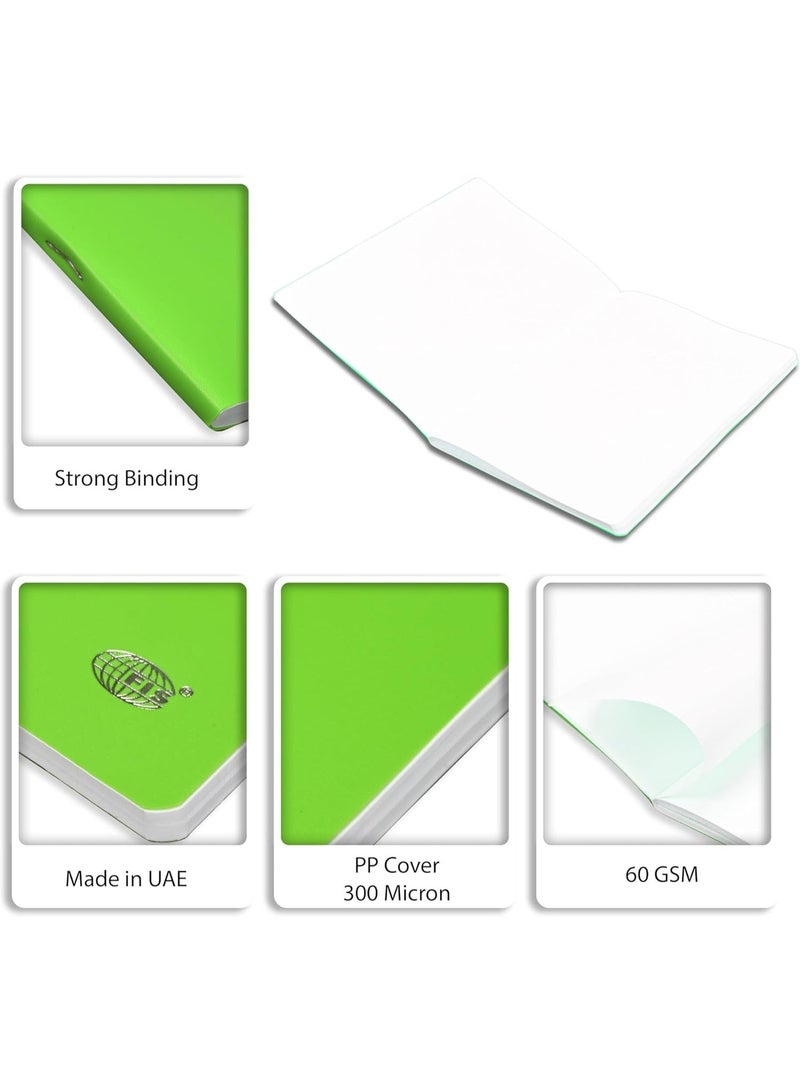 FIS Notebook, A5 Size(148x210mm), PP Soft Cover Materials, Stong Binding Wire, 80 Sheets, Plain No Ruling, Rounded Corners, Packet of 5 Pieces, Neon Green Cover Design-FSNBA5PLPPNGR - Image 3